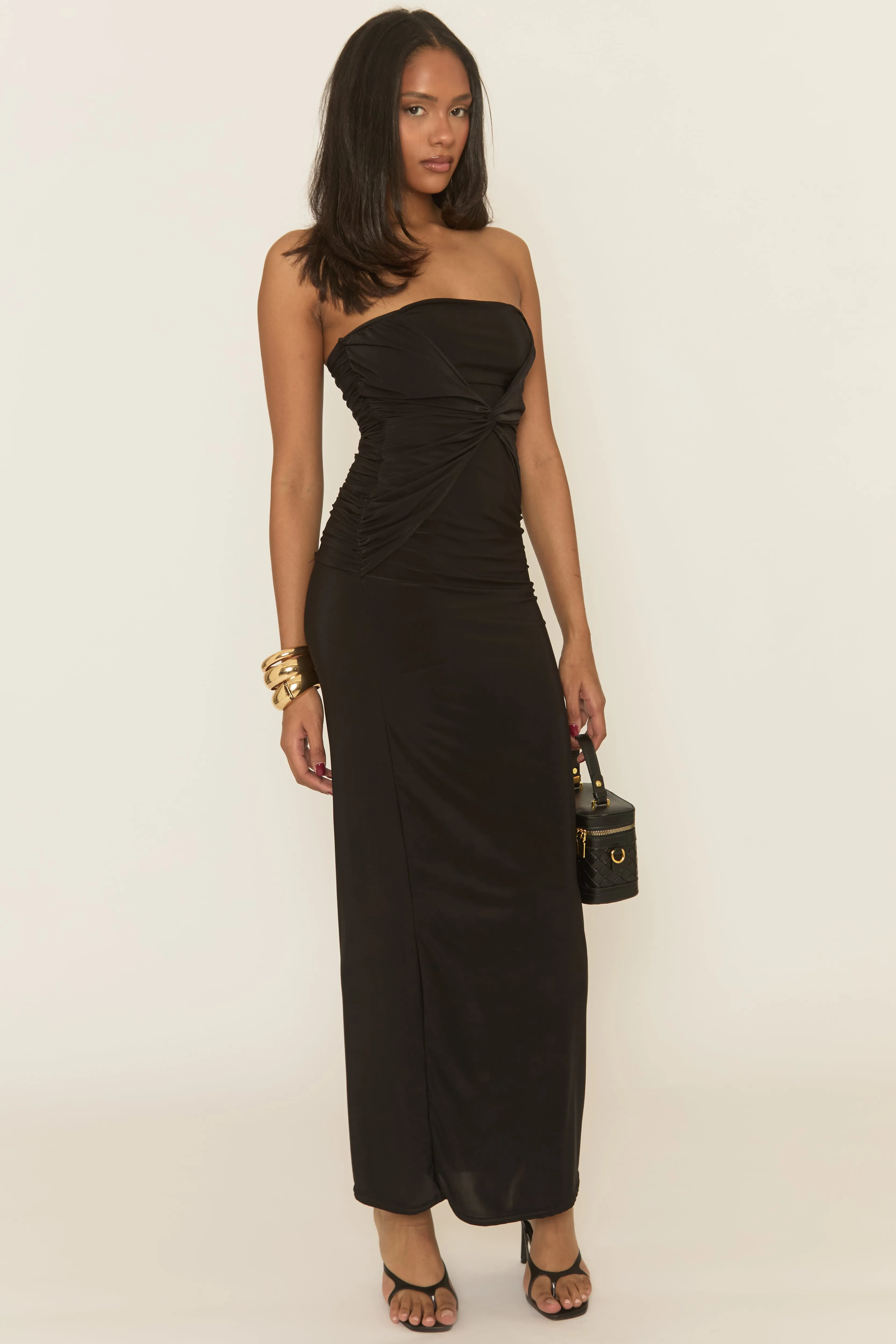 Black Twist Front Bandeau Maxi Dress - Esta sold by Rebellious Fashion product image thumbnail 2