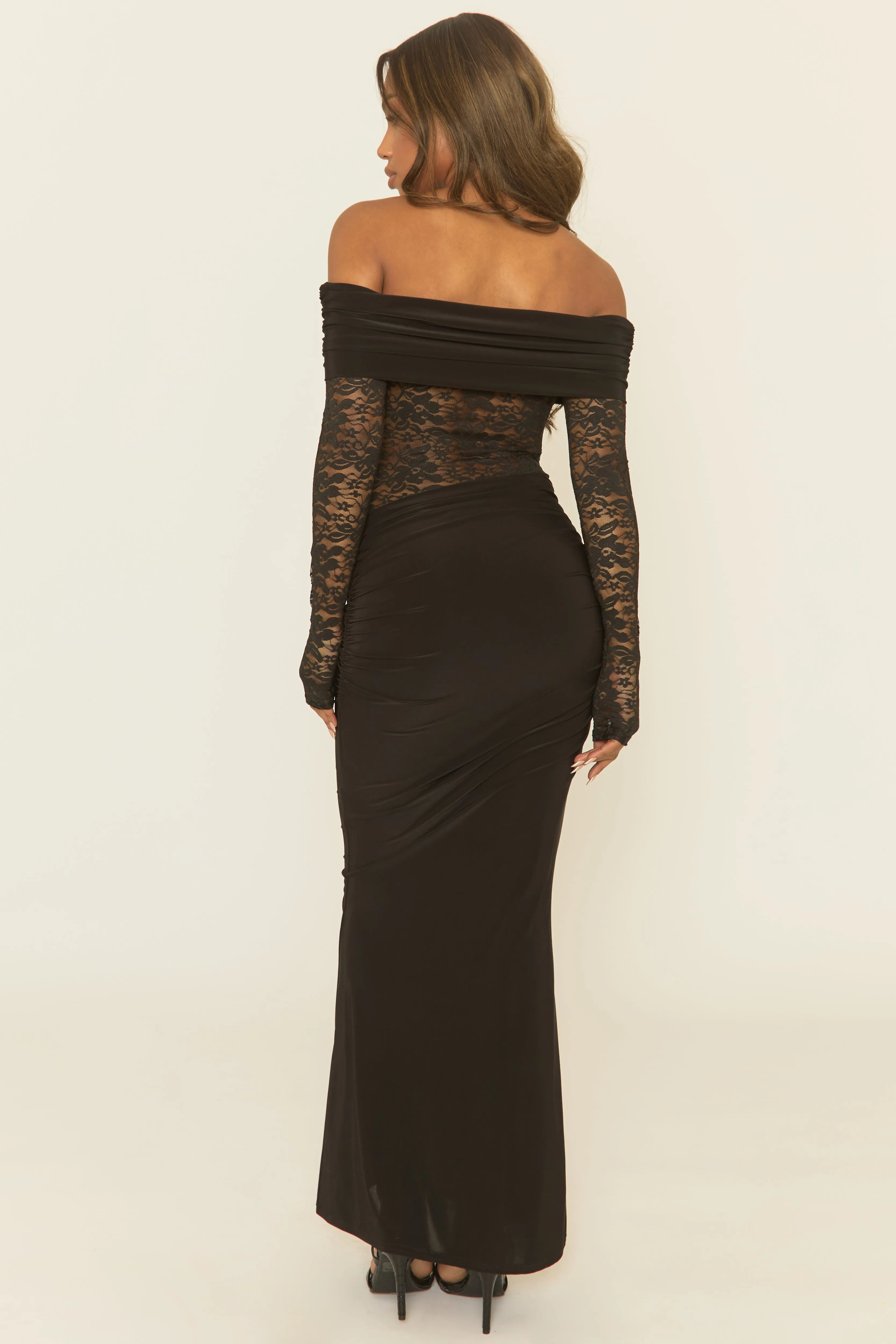 Black Lace Bardot Maxi Dress - Sabeena sold by Rebellious Fashion product image thumbnail 5