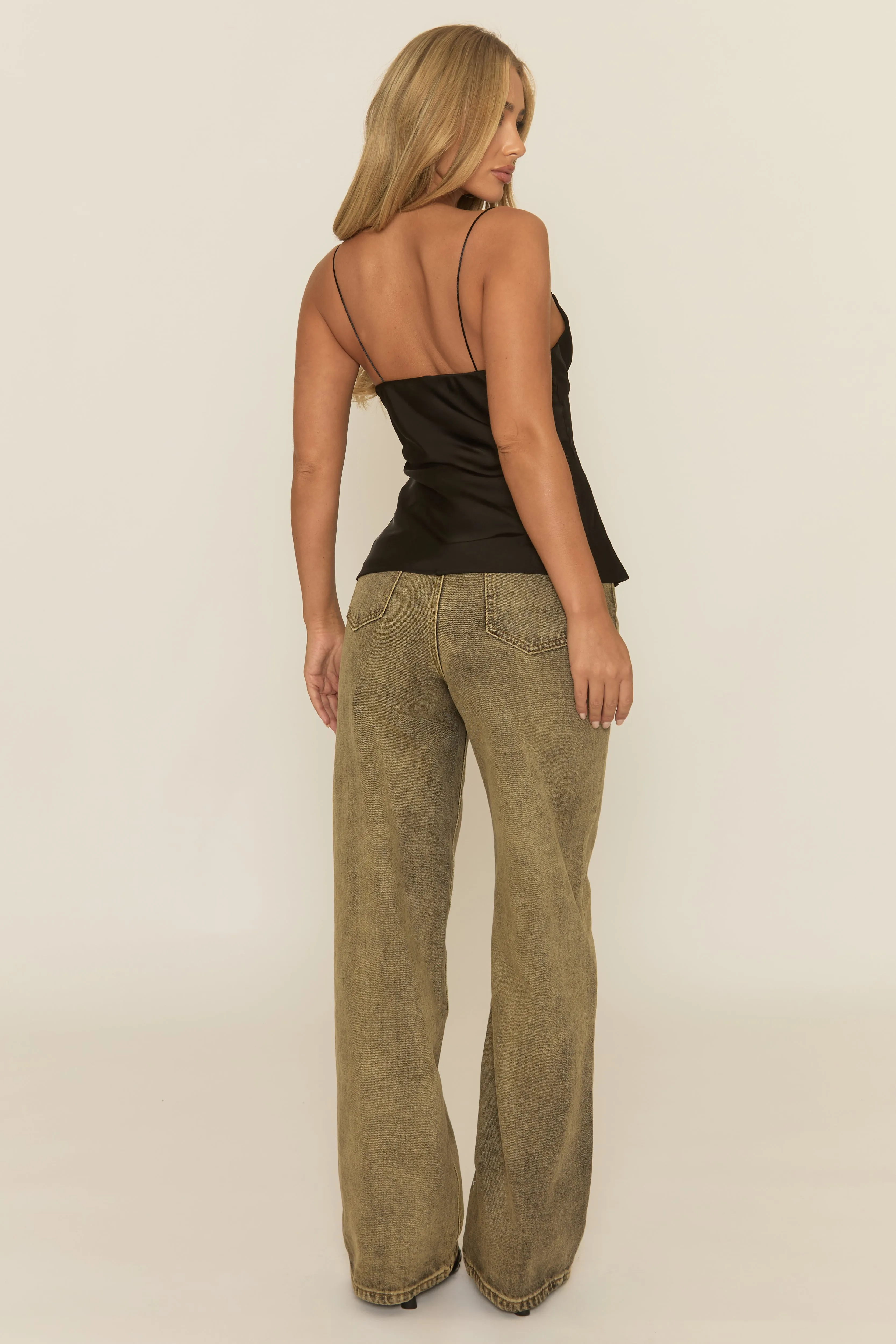 Black Satin Sweetheart Neck Cami Top - Serina sold by Rebellious Fashion product image thumbnail 5