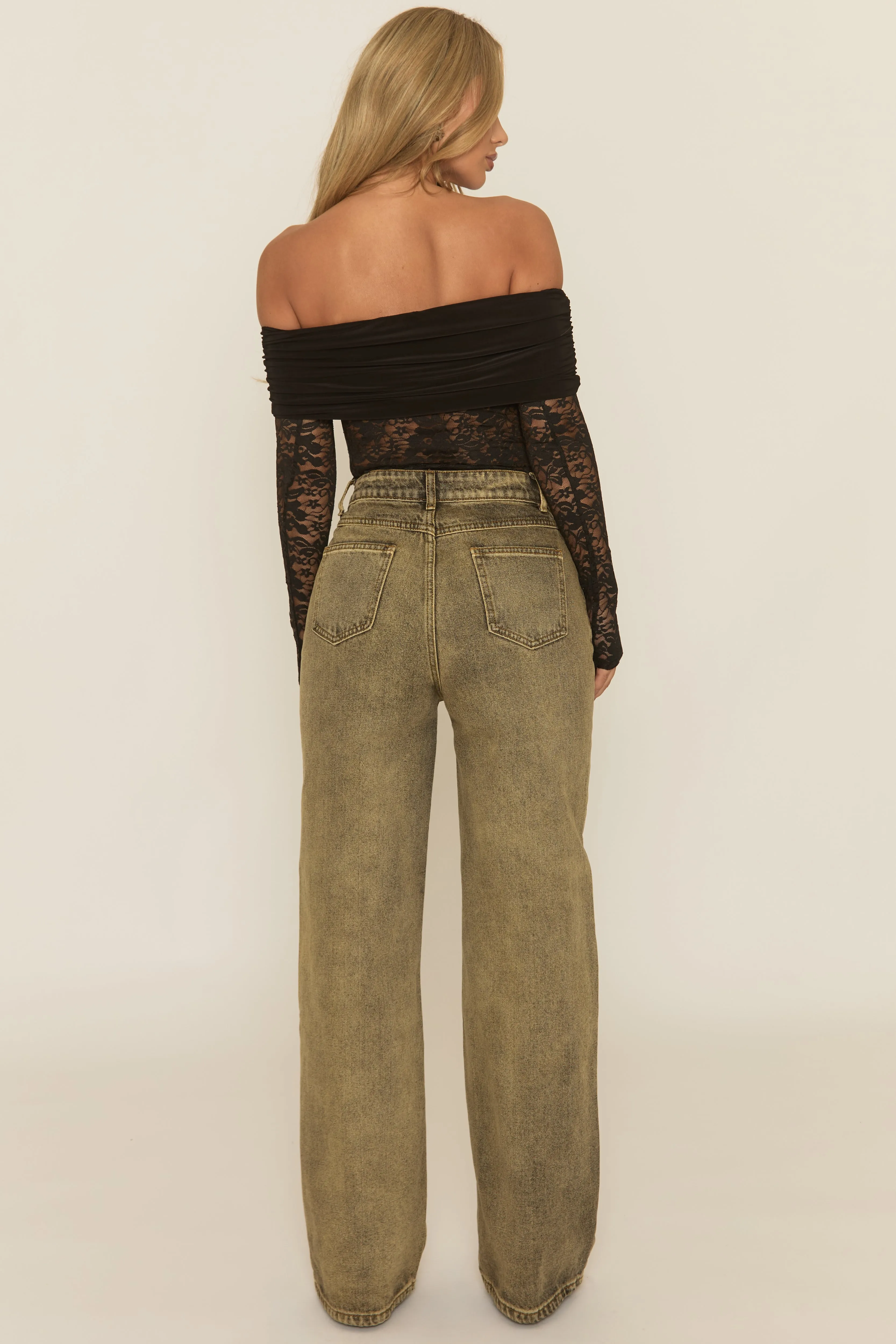 Black Lace Bardot Bodysuit - Leasha sold by Rebellious Fashion product image thumbnail 5