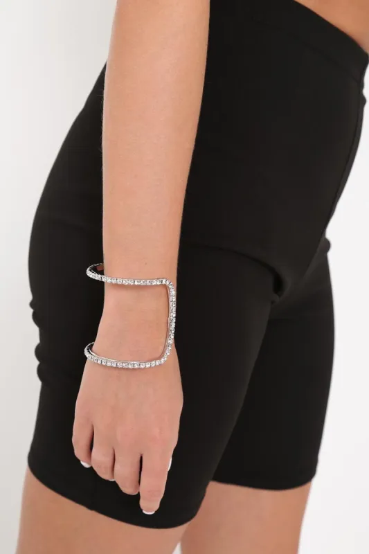 Silver Diamante Arm Cuff - Jaelin sold by Rebellious Fashion