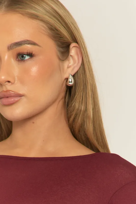 Silver Drop Stud Earrings - Rianne sold by Rebellious Fashion