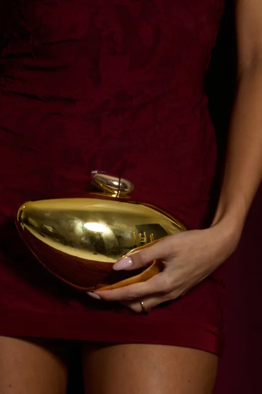 Gold Asymmetric Pebble Clutch Bag - Liyla sold by Rebellious Fashion
