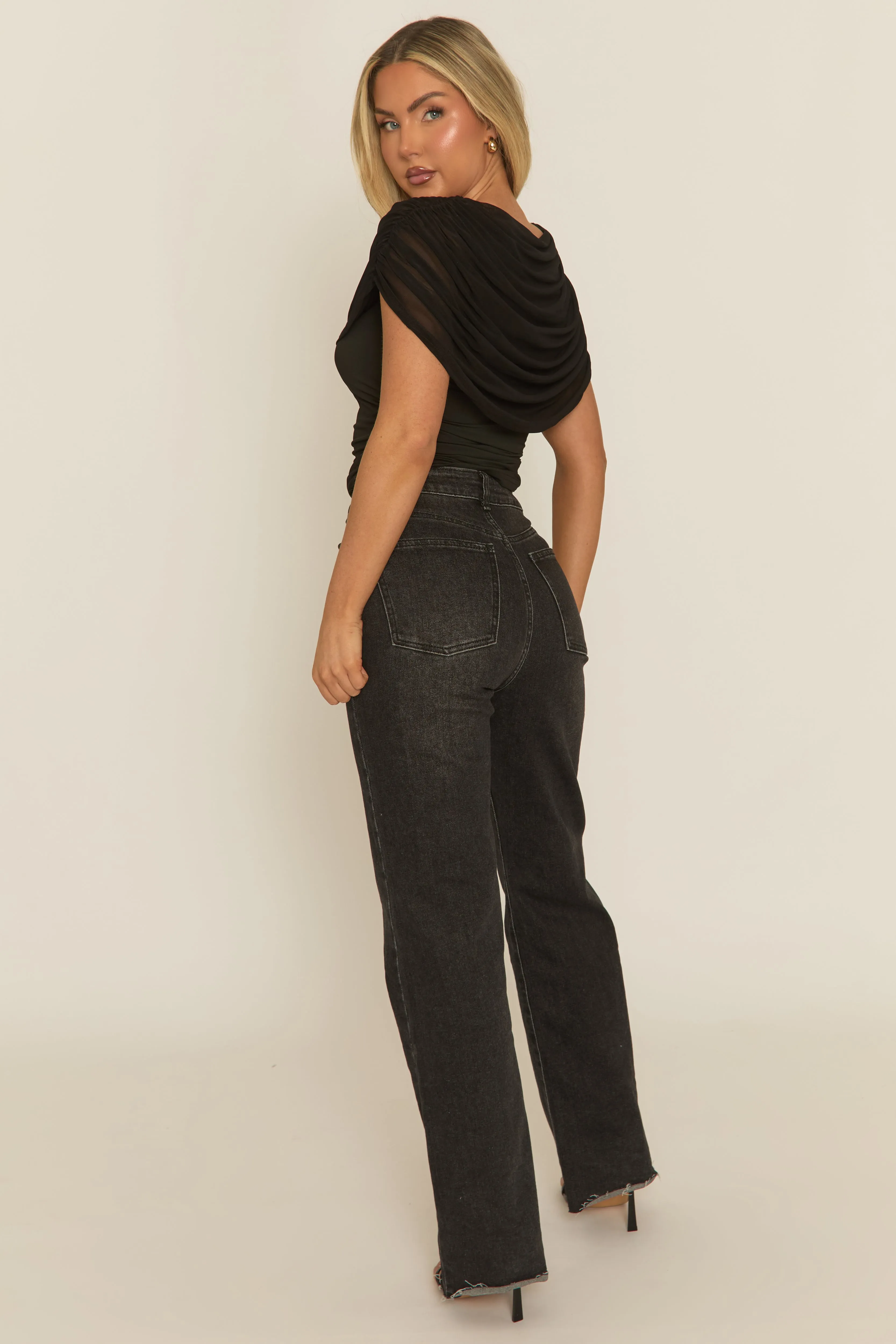 Black Mesh Draped Top - Alabama sold by Rebellious Fashion product image thumbnail 5