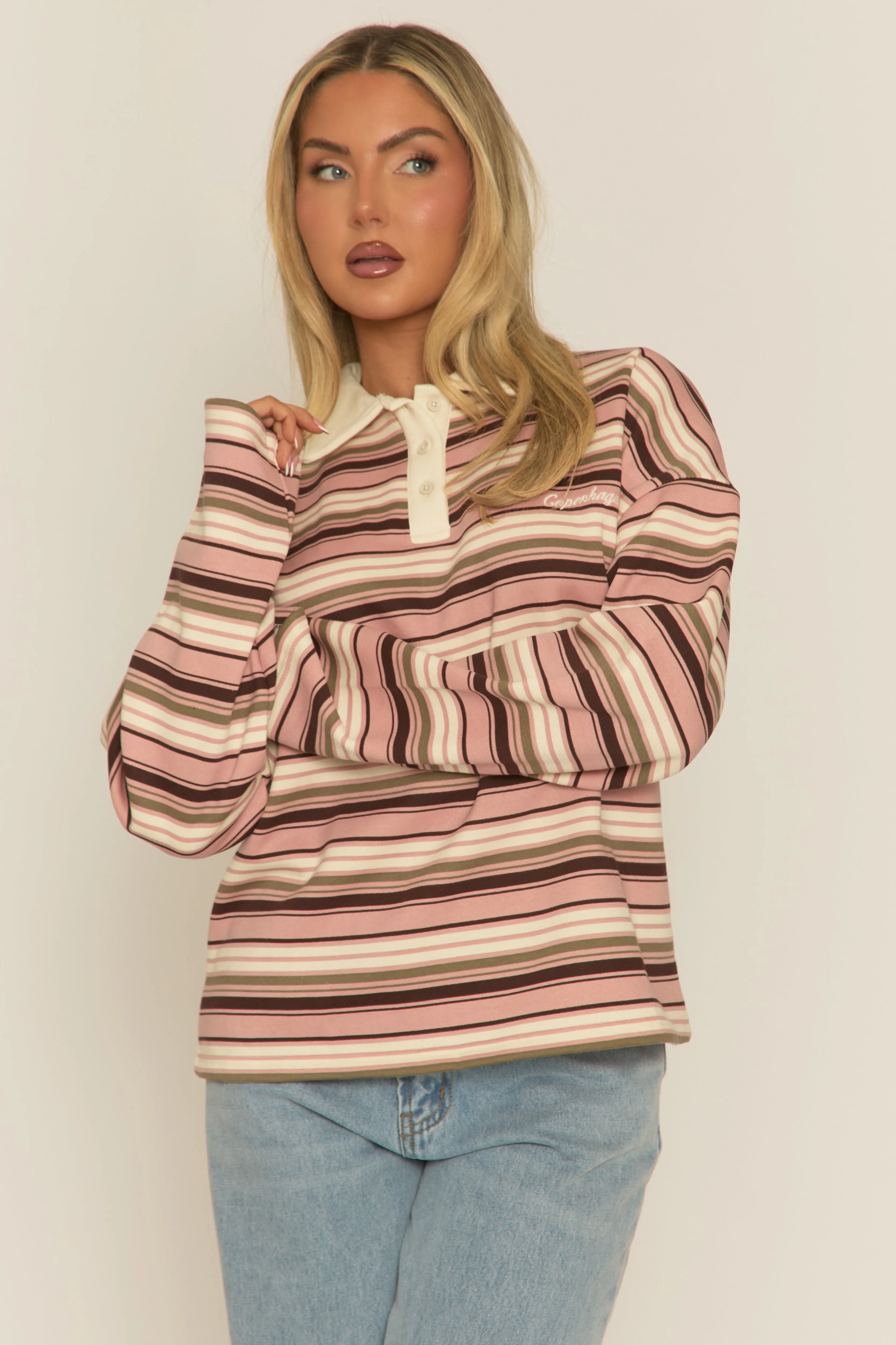 Pink Stripe Long Sleeve Rugby Top - Lolla sold by Rebellious Fashion product image thumbnail 3