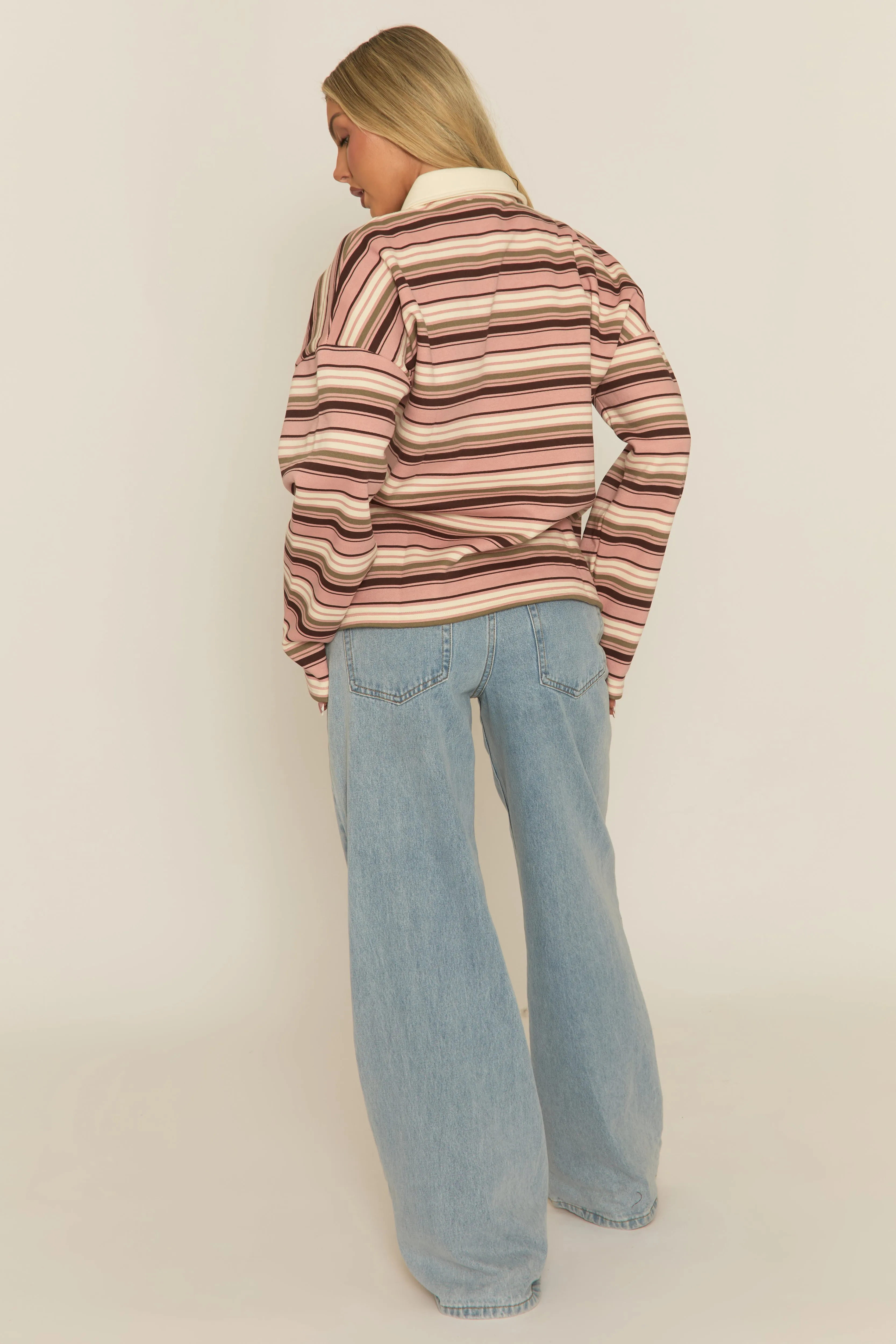 Pink Stripe Long Sleeve Rugby Top - Lolla sold by Rebellious Fashion product image thumbnail 5