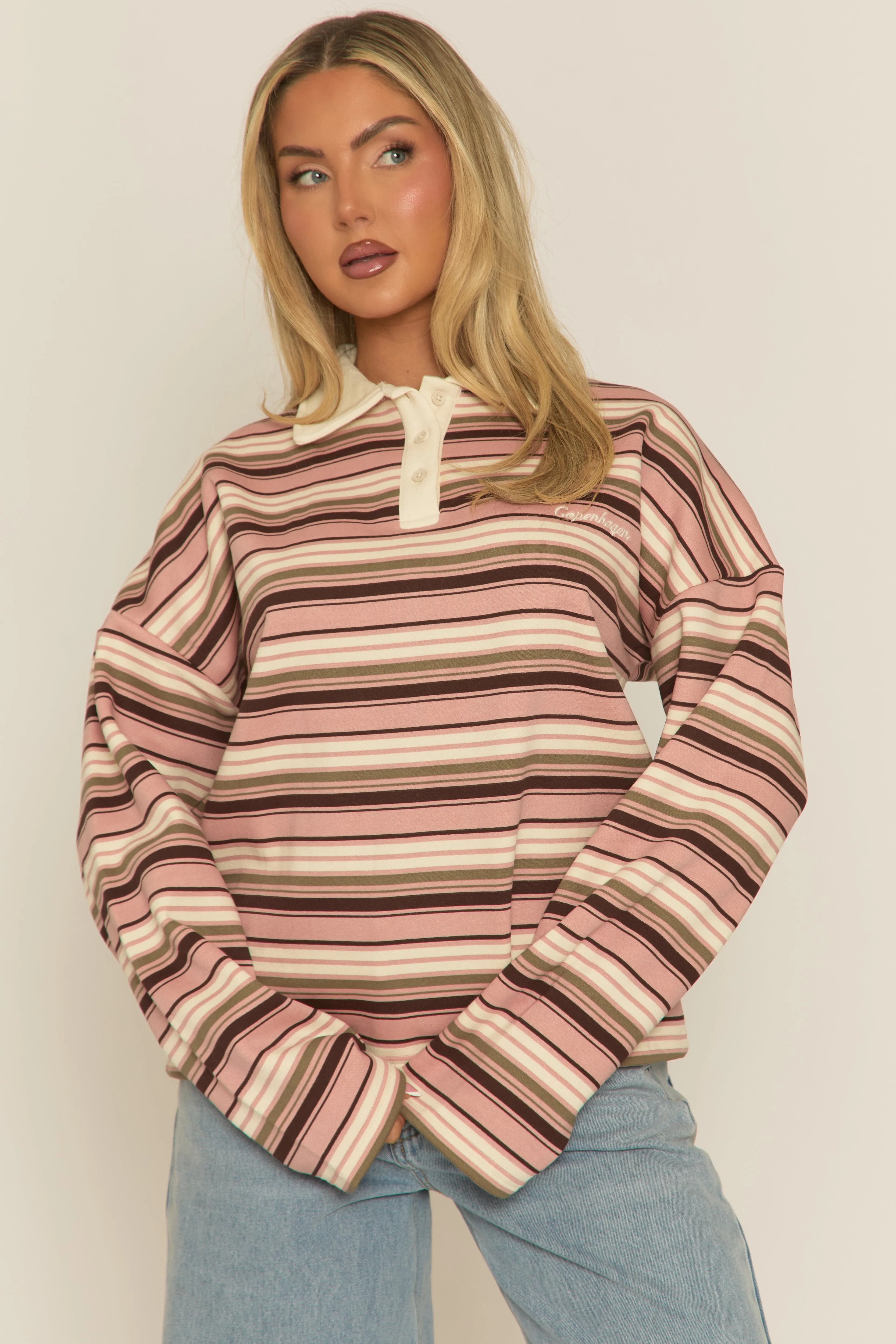 Pink Stripe Long Sleeve Rugby Top - Lolla sold by Rebellious Fashion
