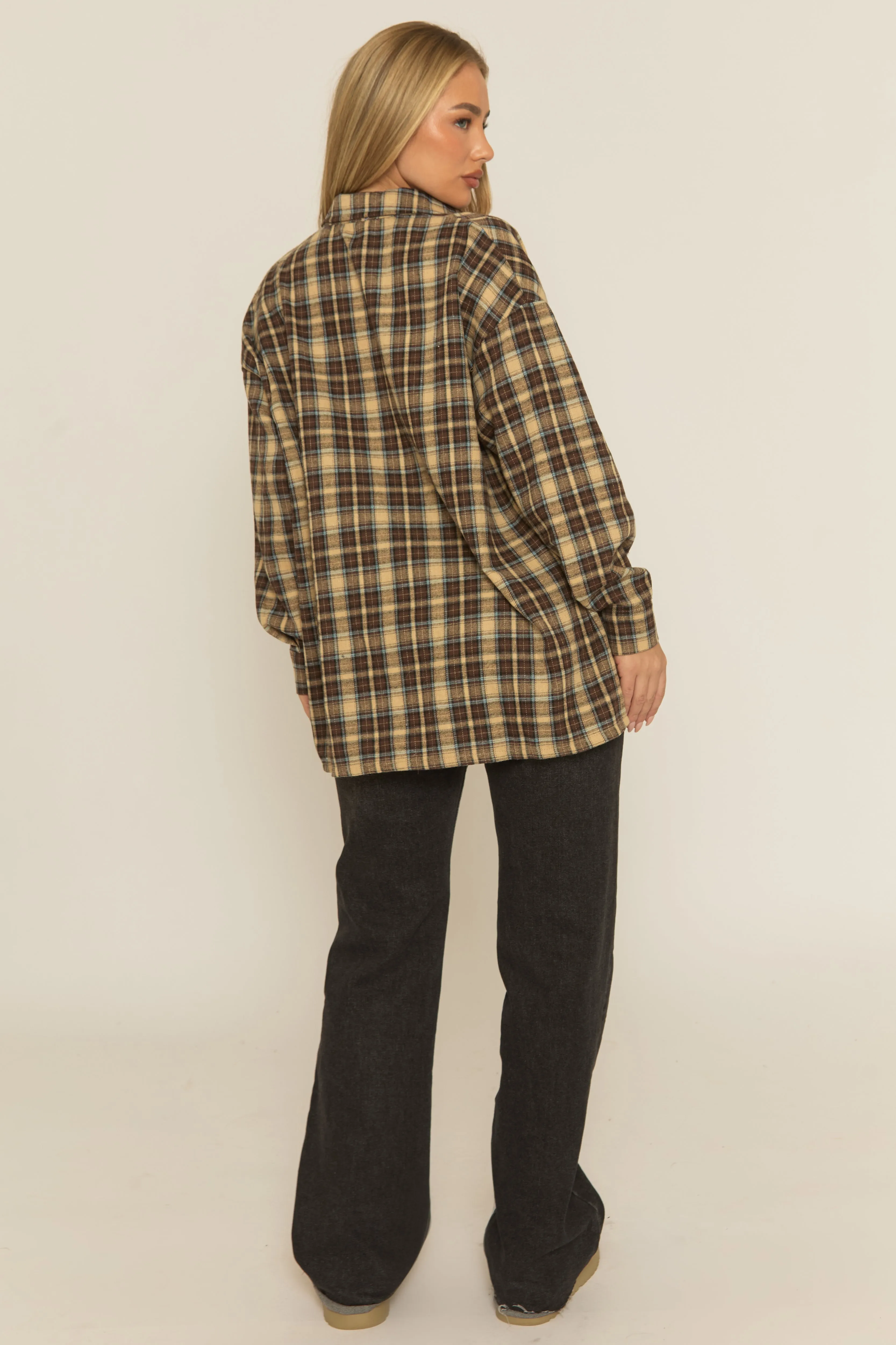 Brown Oversized Check Shirt - Roxanna sold by Rebellious Fashion product image thumbnail 5