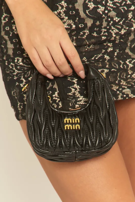 Black Textured Faux Leather Mini Bag - Bambi sold by Rebellious Fashion