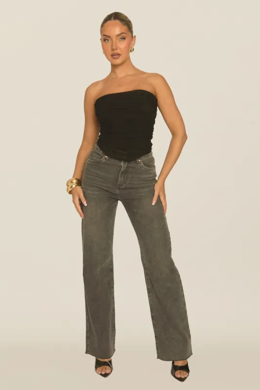 Black Mesh Boned Corset Top - Keyla sold by Rebellious Fashion