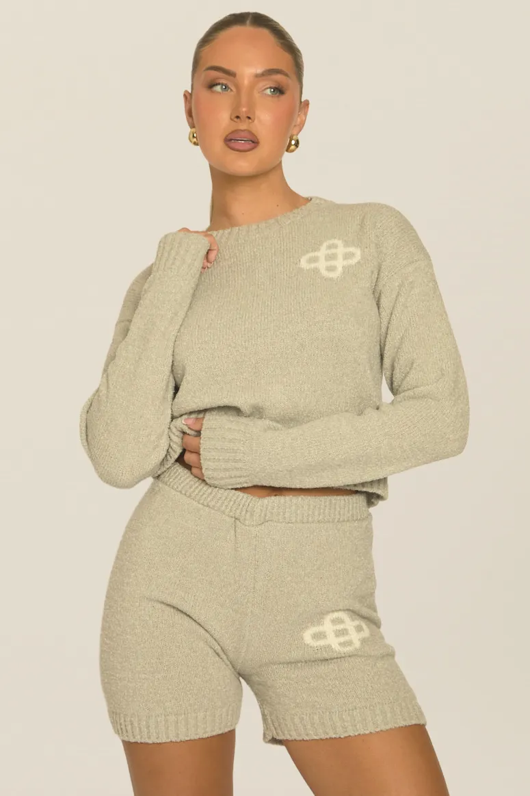 Grey Contrast Motif Knit Loungewear Shorts Co-ord Set - Reta sold by Rebellious Fashion product image thumbnail 2