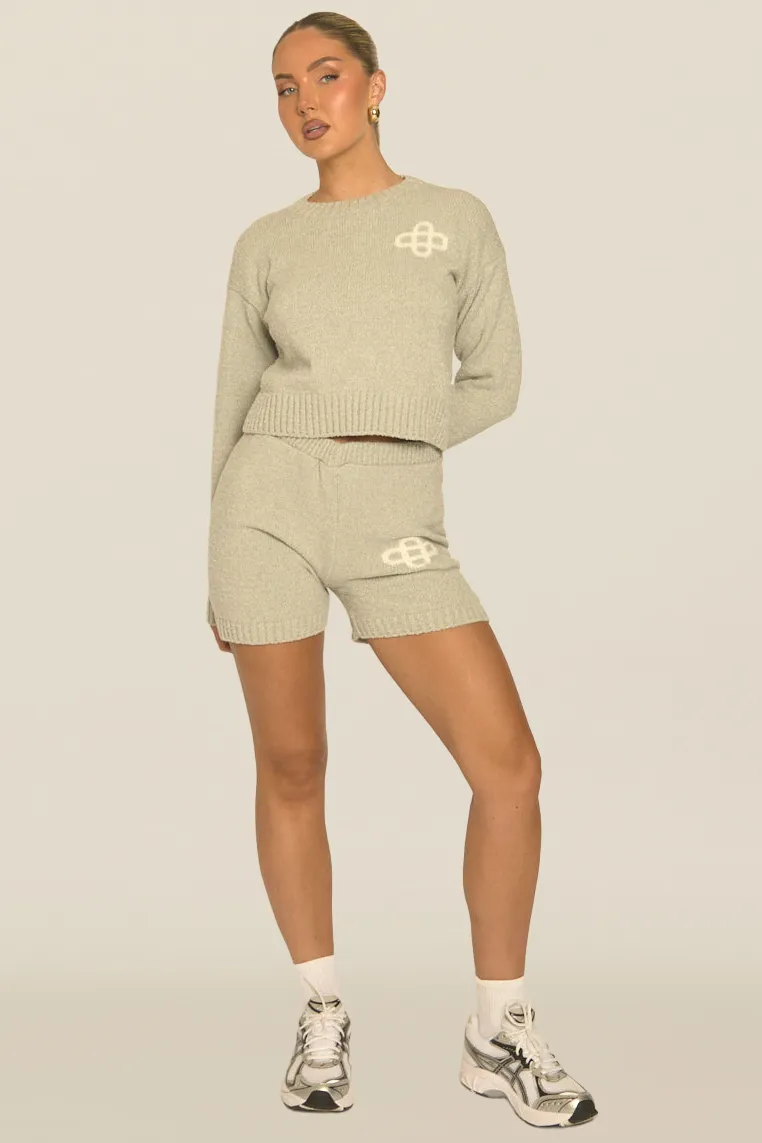 Grey Contrast Motif Knit Loungewear Shorts Co-ord Set - Reta sold by Rebellious Fashion product image thumbnail 5