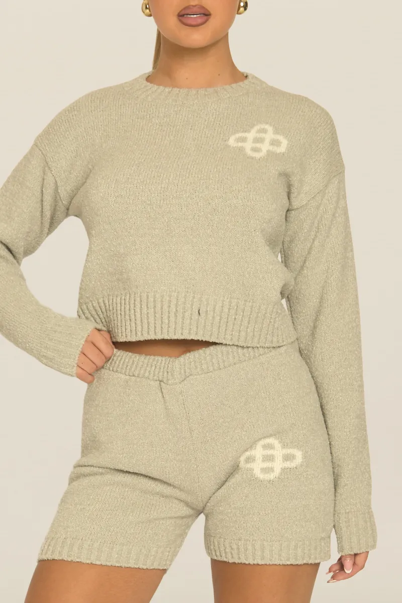 Grey Contrast Motif Knit Loungewear Shorts Co-ord Set - Reta sold by Rebellious Fashion product image thumbnail 3