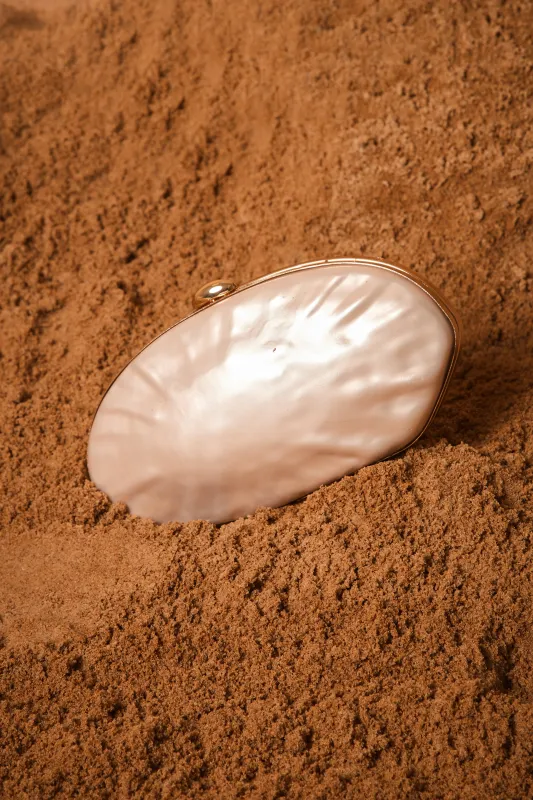 Champagne Pearl Shell Clutch Bag - Reeta sold by Rebellious Fashion