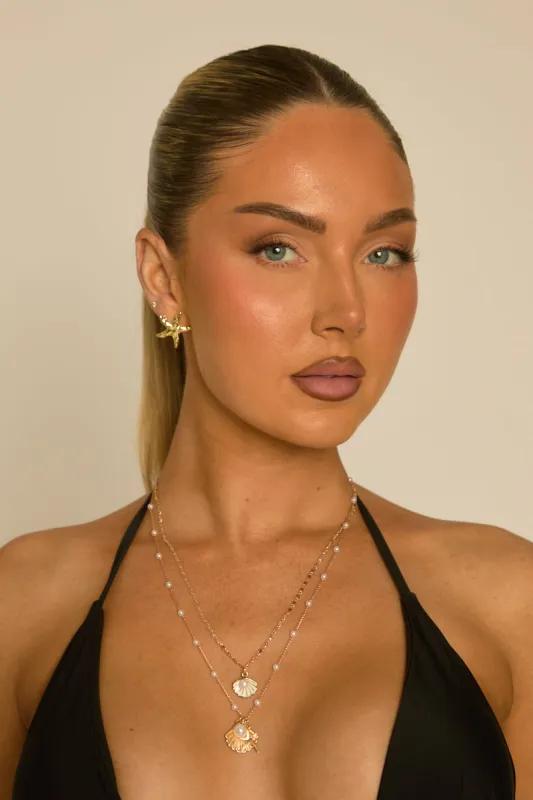 Gold Layered Shell Necklace - Cindie made by Rebellious Fashion