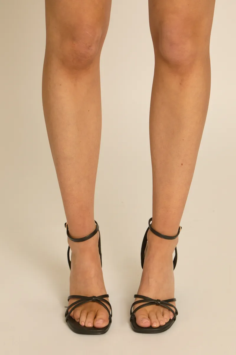 Black Faux Leather Strappy Block Heels - Albie sold by Rebellious Fashion product image thumbnail 2