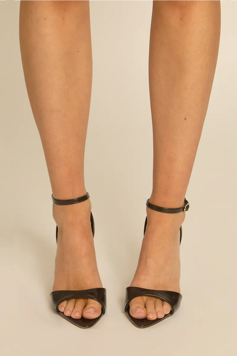 Brown Faux Leather Ankle Strap Stiletto Heels - Vesper sold by Rebellious Fashion product image thumbnail 2