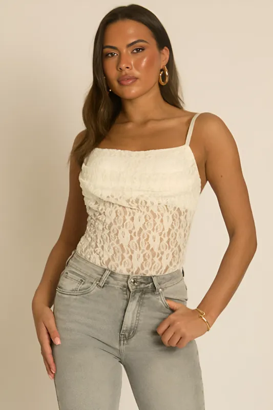 White Lace Bodysuit - Sharden made by Rebellious Fashion