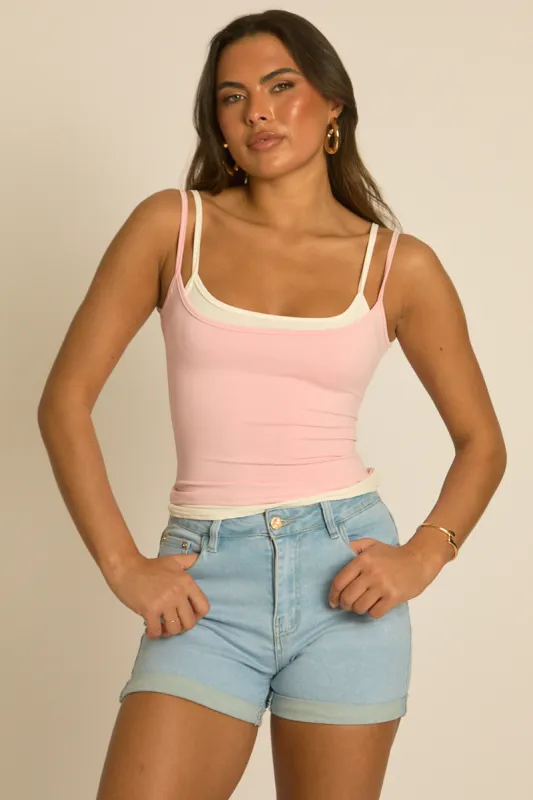 Blue Stretch Denim Turned Hem Shorts - Celina made by Rebellious Fashion
