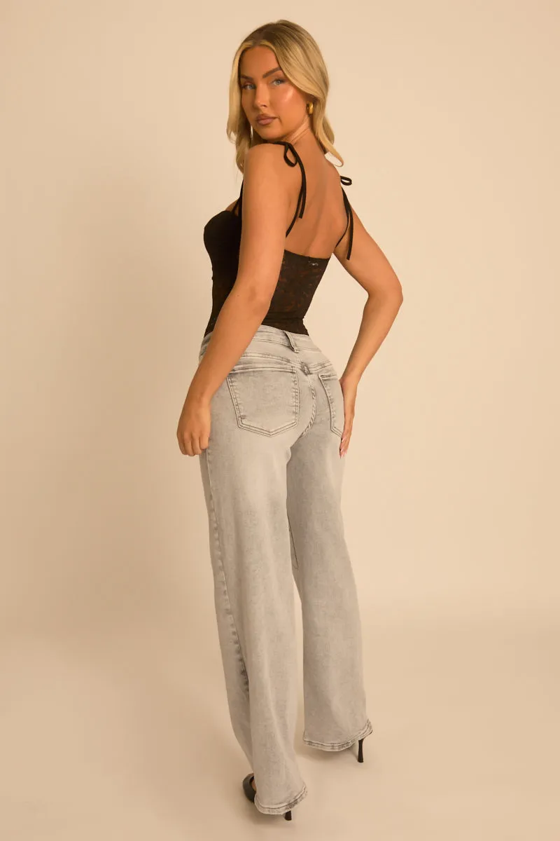 Black Lace Semi Sheer Bodysuit - Chesca sold by Rebellious Fashion product image thumbnail 5