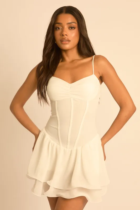 White Chiffon Frill Hem Skort Playsuit - Molly made by Rebellious Fashion