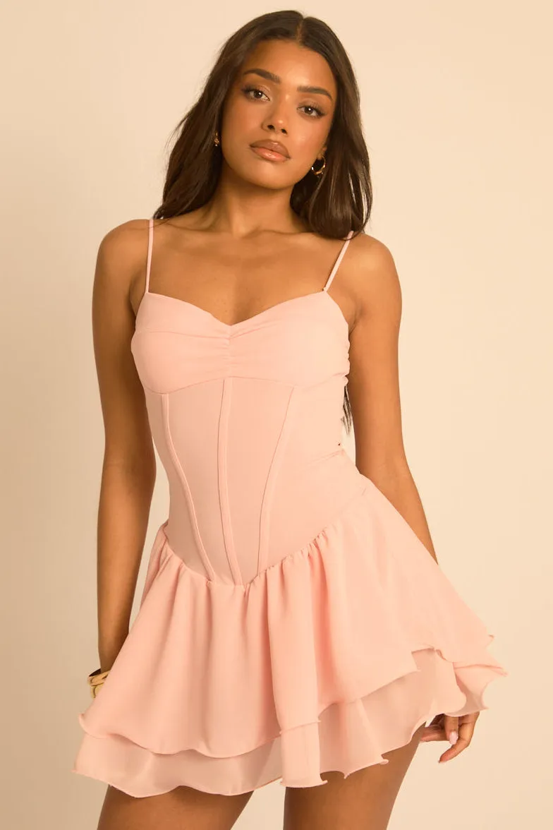 Pink Chiffon Frill Hem Skort Playsuit - Molly sold by Rebellious Fashion product image thumbnail 4