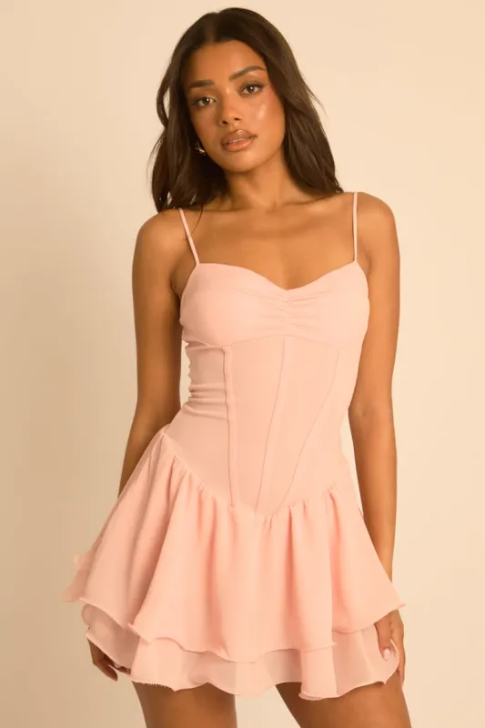 Pink Chiffon Frill Hem Skort Playsuit - Molly made by Rebellious Fashion