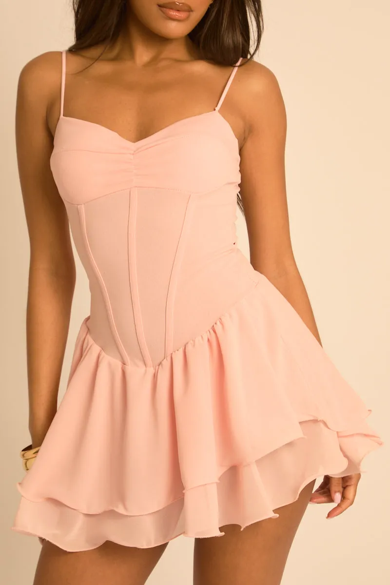 Pink Chiffon Frill Hem Skort Playsuit - Molly sold by Rebellious Fashion product image thumbnail 3
