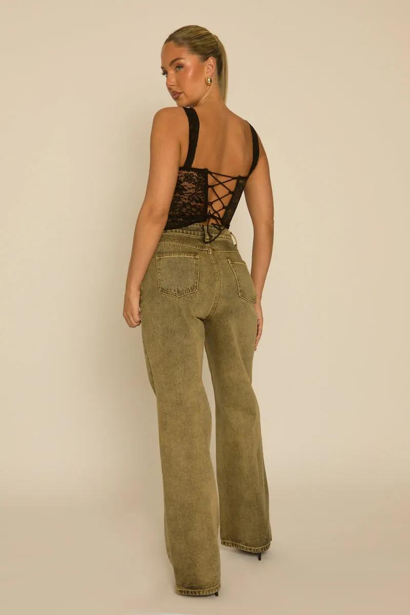 Black Lace Semi Sheer Corset Top - Sharna sold by Rebellious Fashion product image thumbnail 4