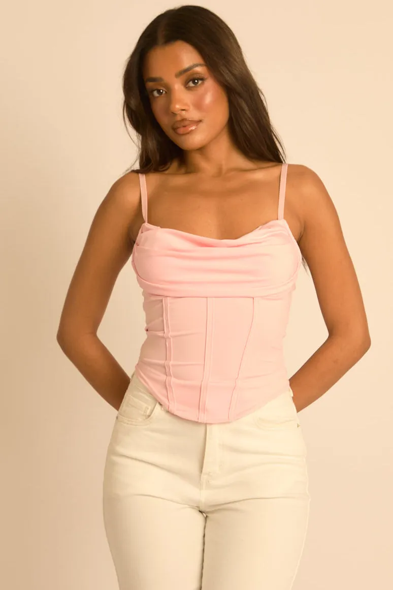 Pink Drape Detail Corset Top - Promise sold by Rebellious Fashion product image thumbnail 3