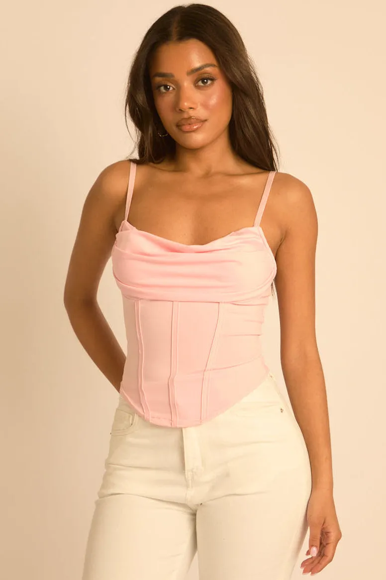 Pink Drape Detail Corset Top - Promise sold by Rebellious Fashion