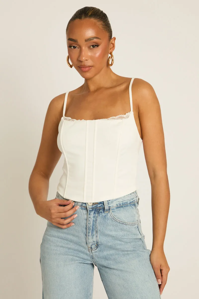 White Lace Detail Corset Top - Darcia sold by Rebellious Fashion product image thumbnail 3