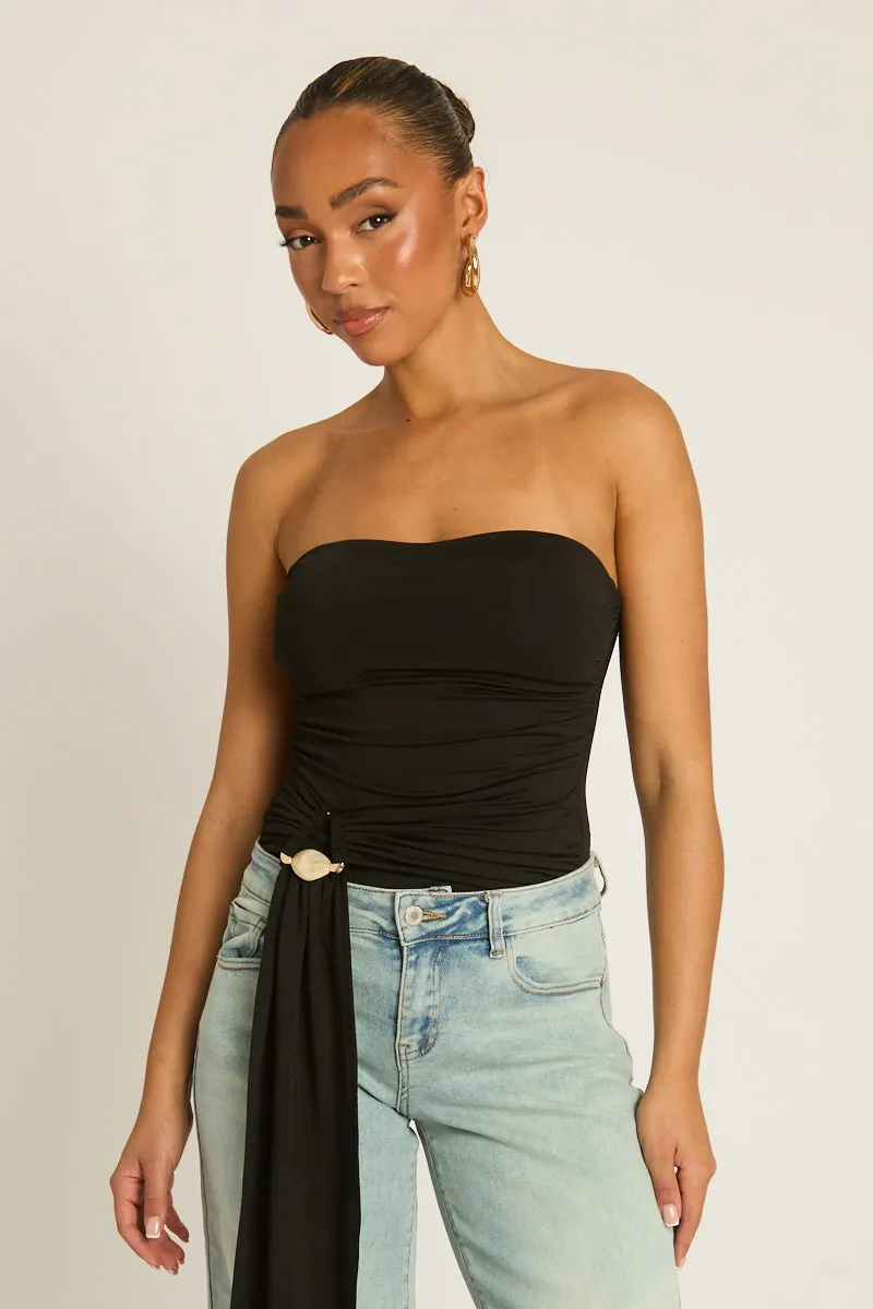 Black Bandeau Trim Detail Bodysuit - Treena sold by Rebellious Fashion product image thumbnail 2