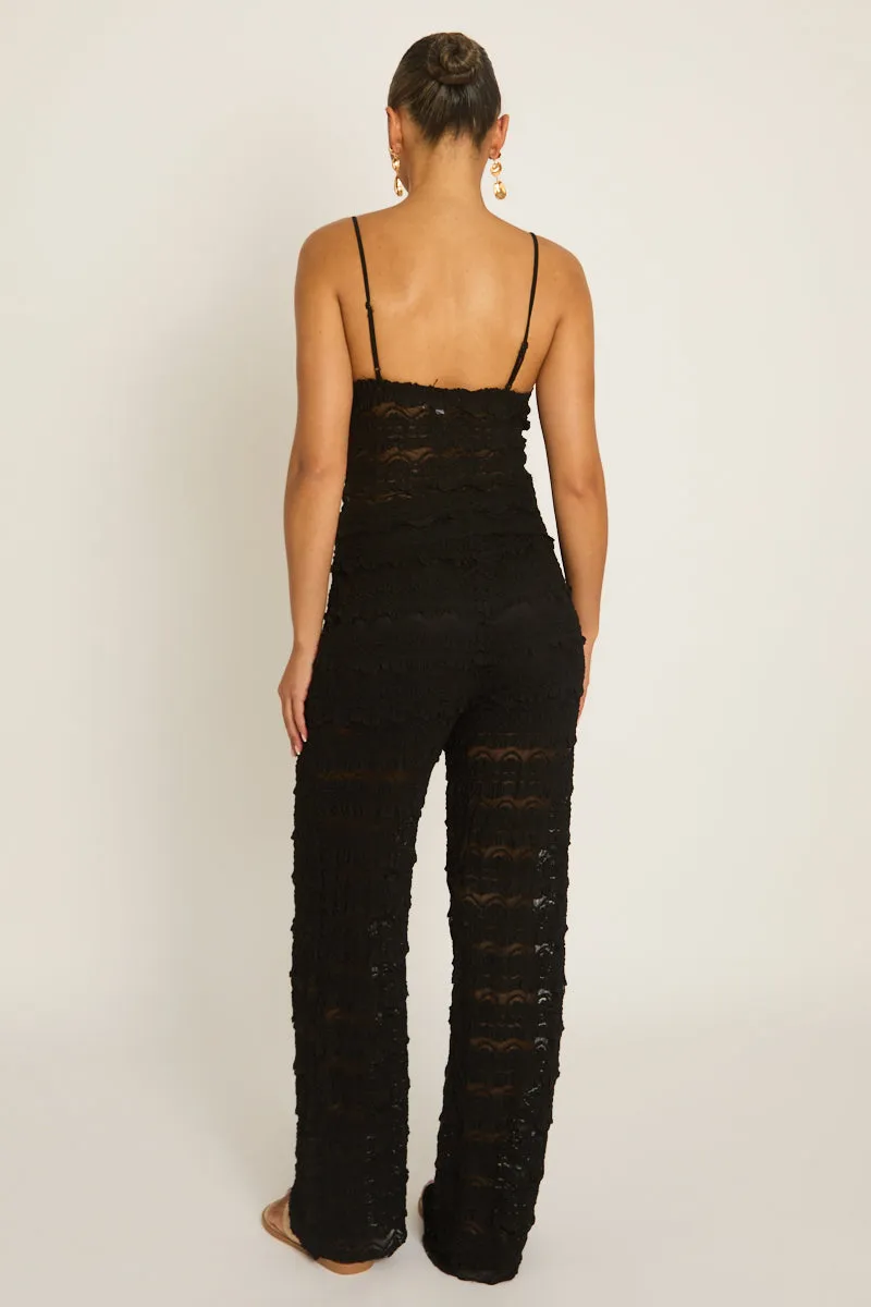 Black Lace Frill Cami and Trouser Co-ord Set - Verona sold by Rebellious Fashion product image thumbnail 5
