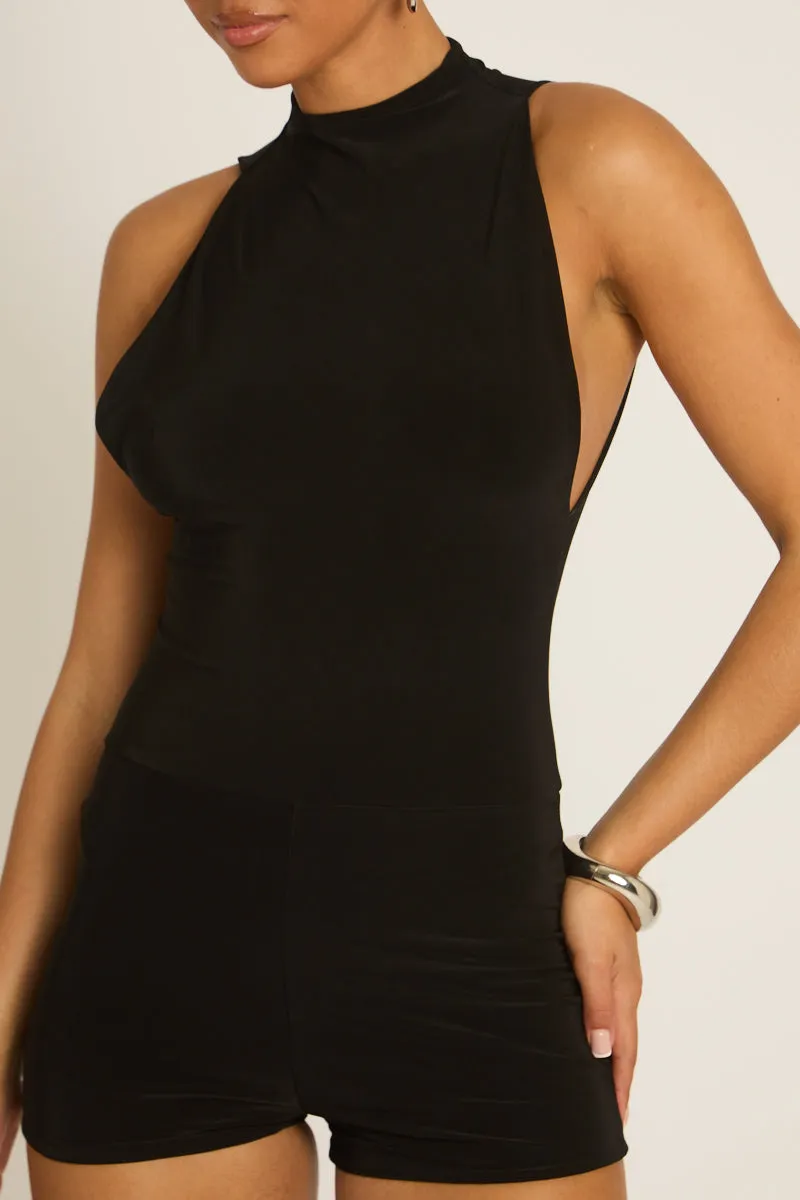 Black Fitted Playsuit - Marella sold by Rebellious Fashion product image thumbnail 3