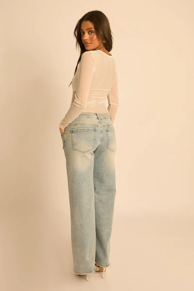 White Mesh Long Sleeve Bodysuit - Maris sold by Rebellious Fashion product image thumbnail 5
