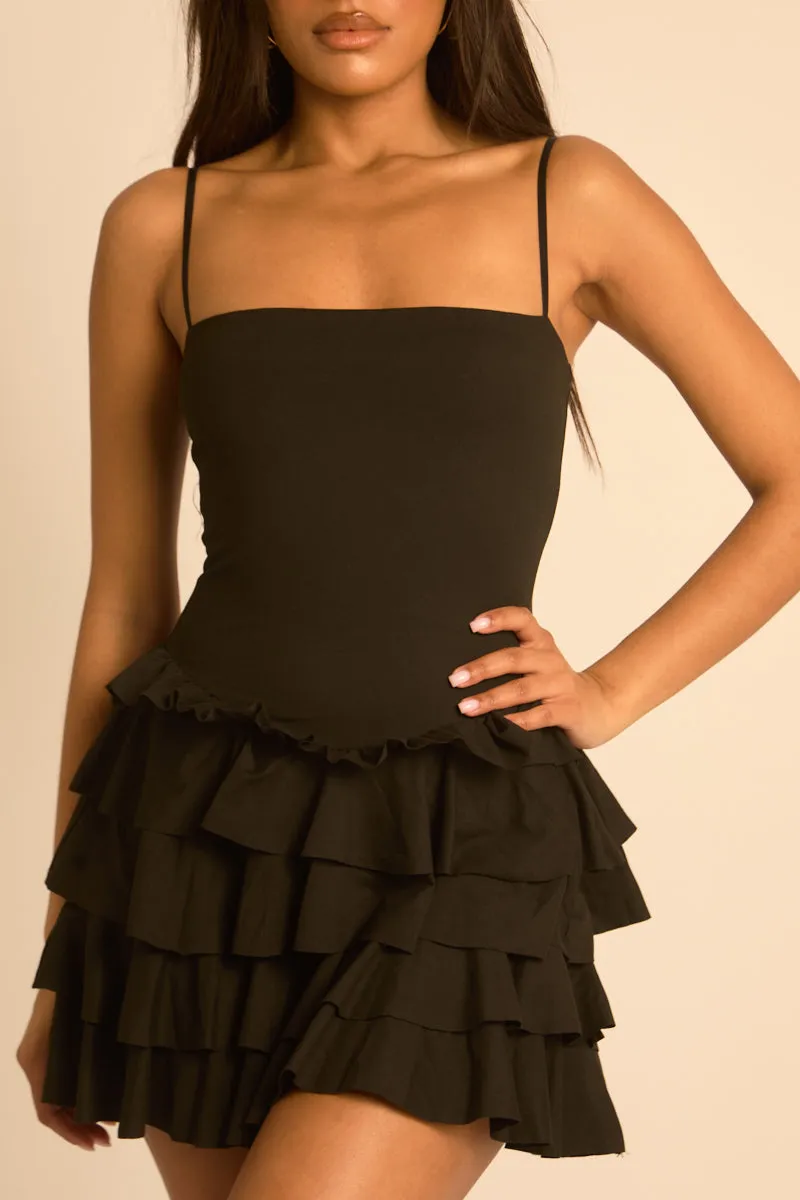 Black Jersey Ruffle Hem Skort Playsuit - Marissa sold by Rebellious Fashion product image thumbnail 4
