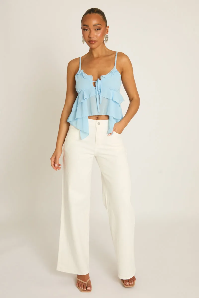 White Denim Wide Leg Jeans - Seera sold by Rebellious Fashion product image thumbnail 2