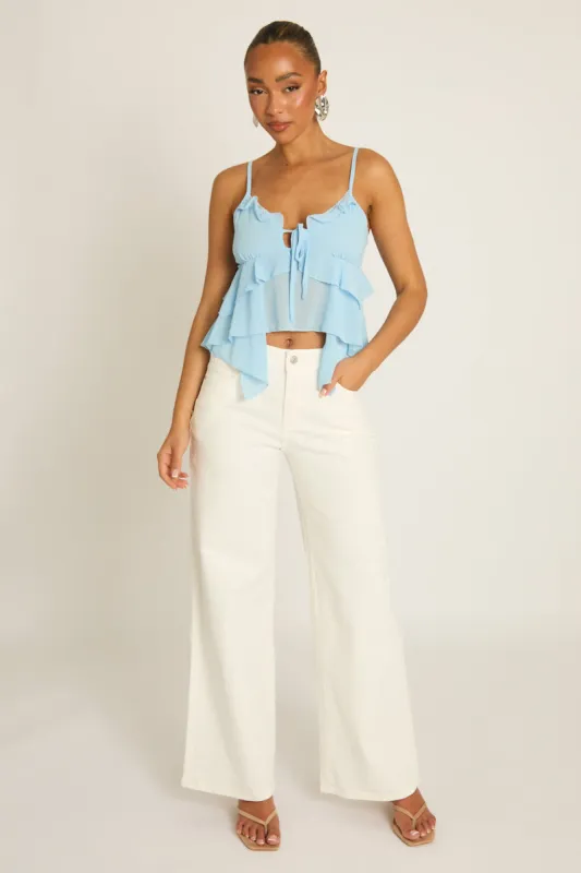 White Denim Wide Leg Jeans - Seera made by Rebellious Fashion