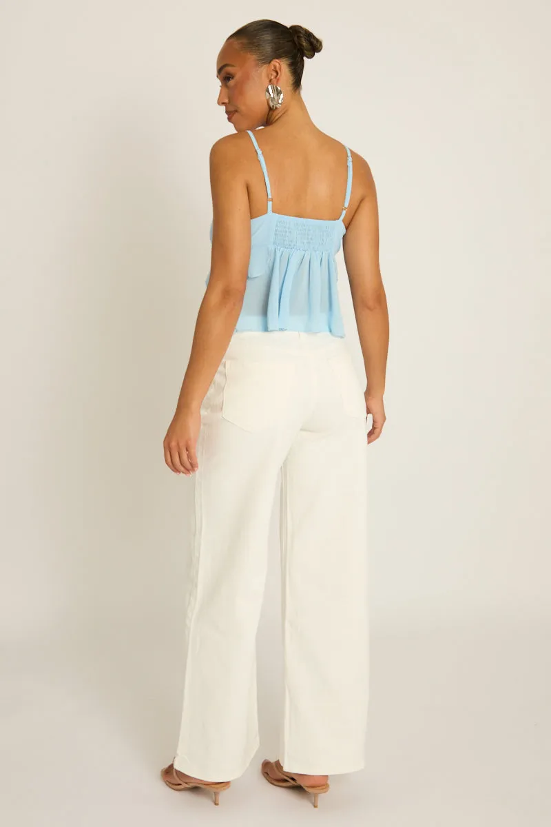 White Denim Wide Leg Jeans - Seera sold by Rebellious Fashion product image thumbnail 5