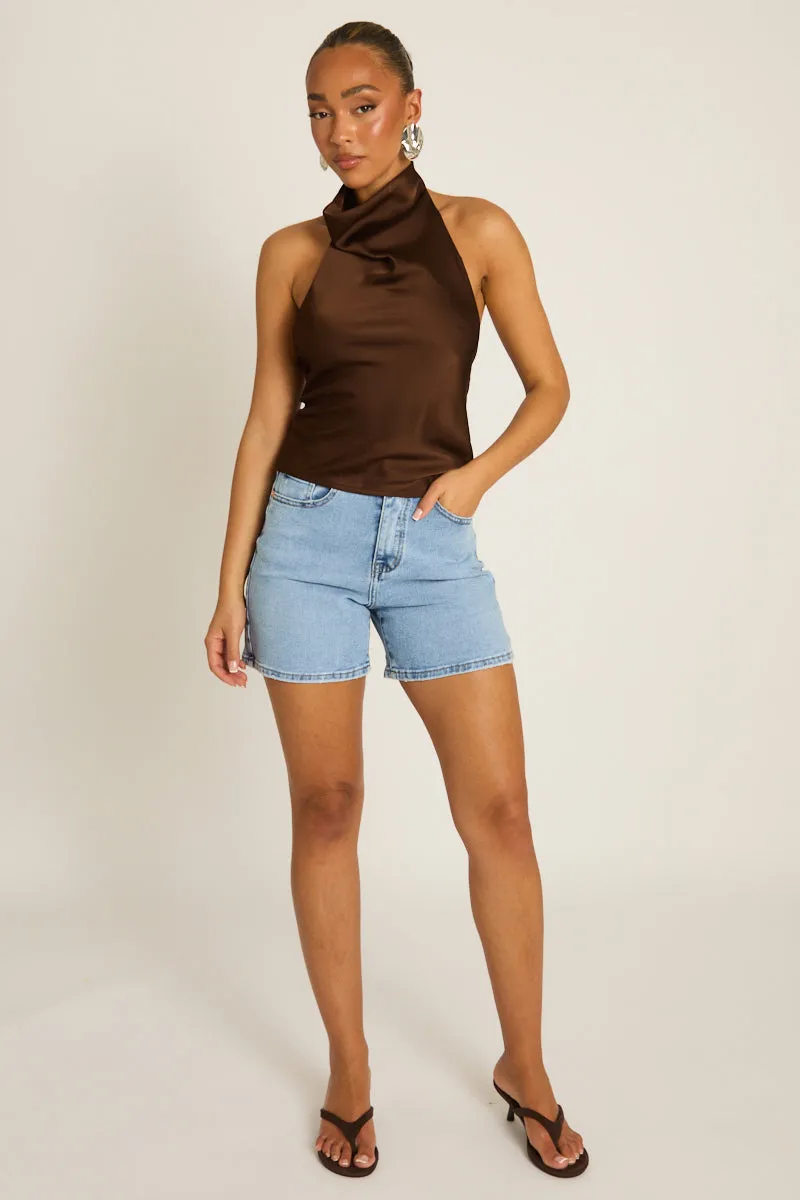 Mid Blue Denim Shorts - Giaa sold by Rebellious Fashion