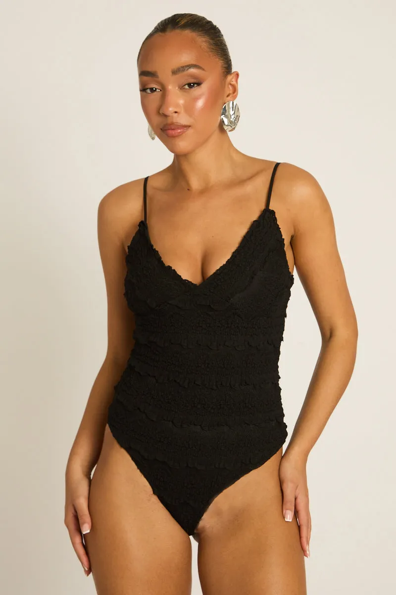 Black Lace Frill Bodysuit - Hannie sold by Rebellious Fashion product image thumbnail 3