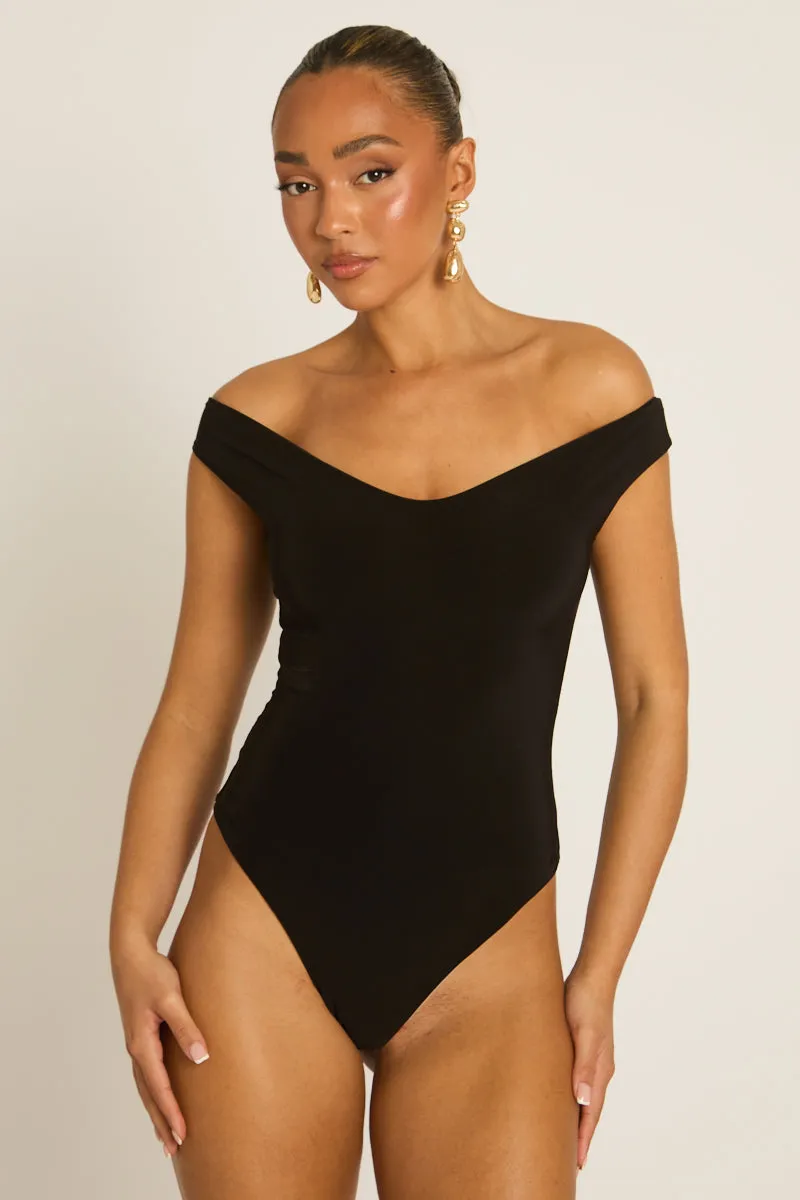 Black Off Shoulder Bodysuit - Rayna sold by Rebellious Fashion product image thumbnail 3