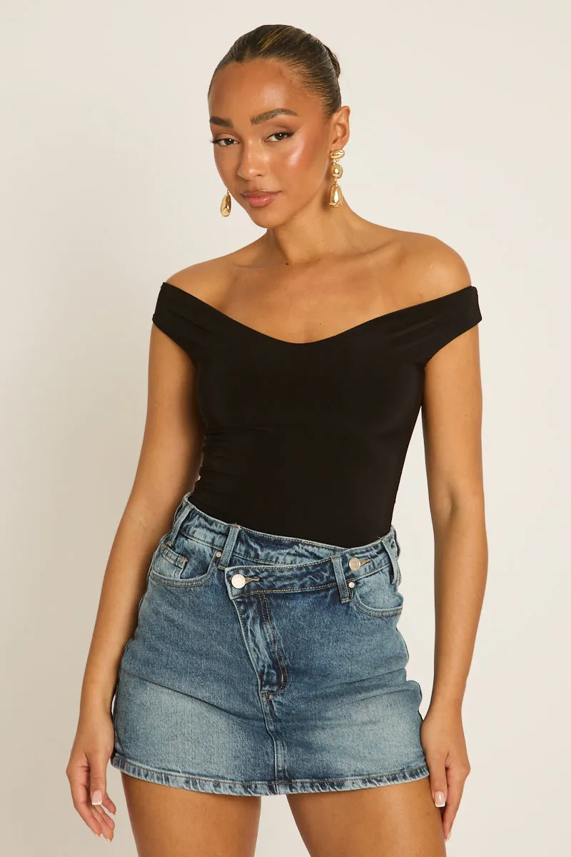 Black Off Shoulder Bodysuit - Rayna sold by Rebellious Fashion