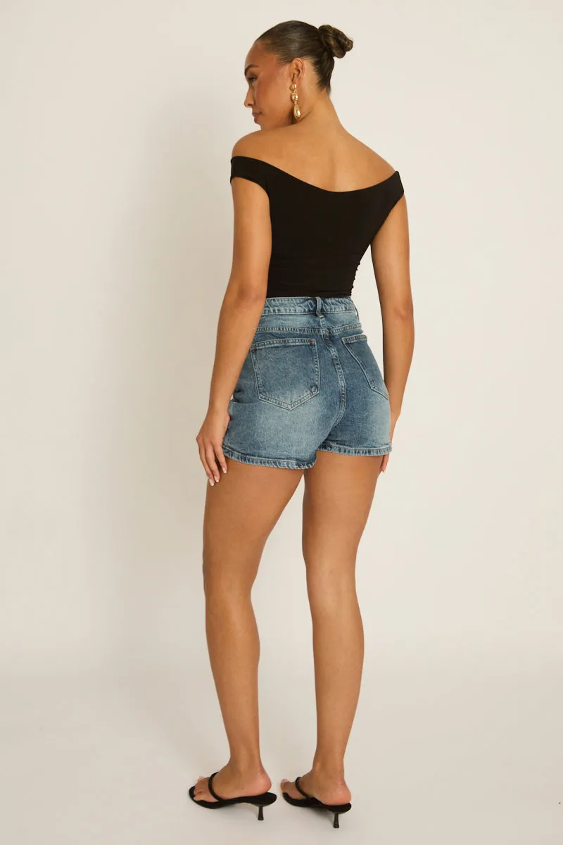 Black Off Shoulder Bodysuit - Rayna sold by Rebellious Fashion product image thumbnail 5