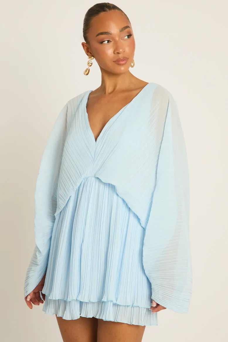 Blue Pleated Ruffle Hem Playsuit - Victoria sold by Rebellious Fashion product image thumbnail 4