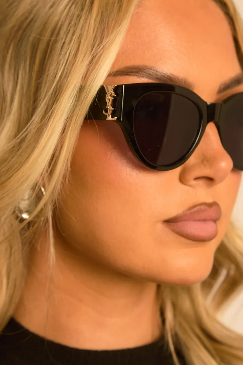 Black Logo Detail Oversized Sunglasses - Nellie sold by Rebellious Fashion