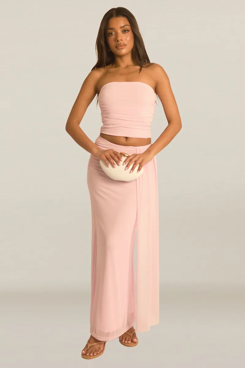 Pink Mesh Bandeau Top and Maxi Skirt Co-ord Set - Nuri sold by Rebellious Fashion product image thumbnail 5