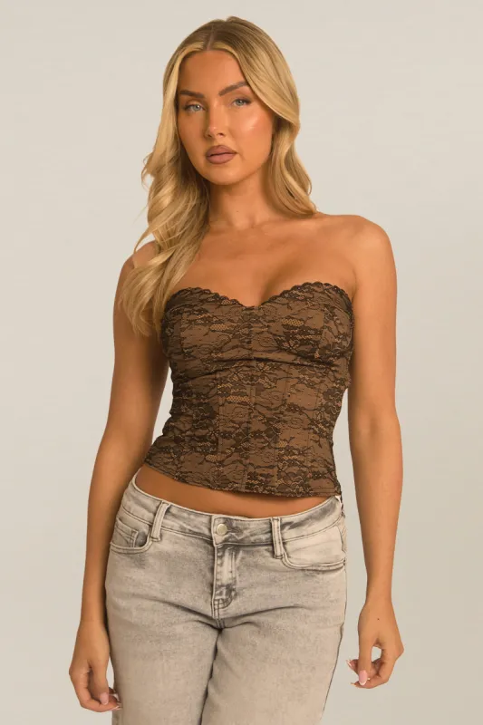 Black Contrast Lace Corset Top - Kelly made by Rebellious Fashion
