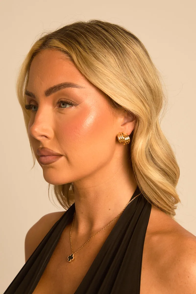 Gold Ribbed Hoop Earrings - Nerra sold by Rebellious Fashion product image thumbnail 3